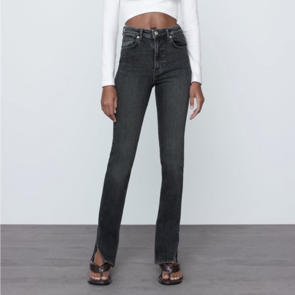 Zara black slit skinny jeans